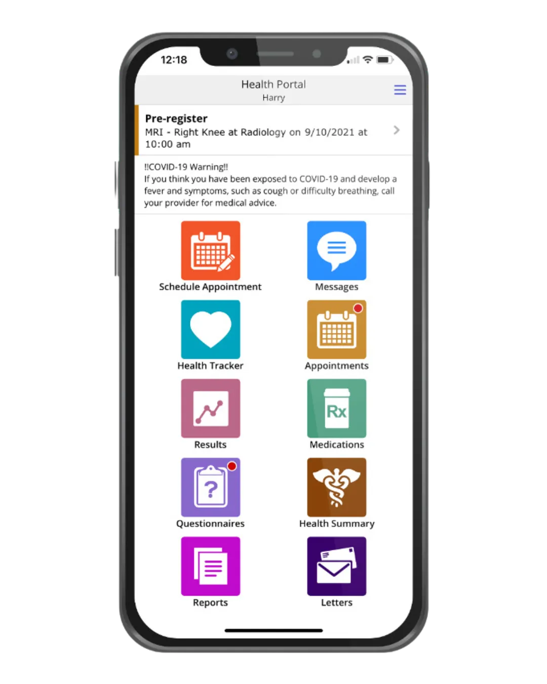 Health Portal phone graphic
